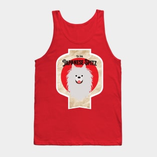 Japanese Spitz - Distressed Japanese Spitz Beer Label Design Tank Top